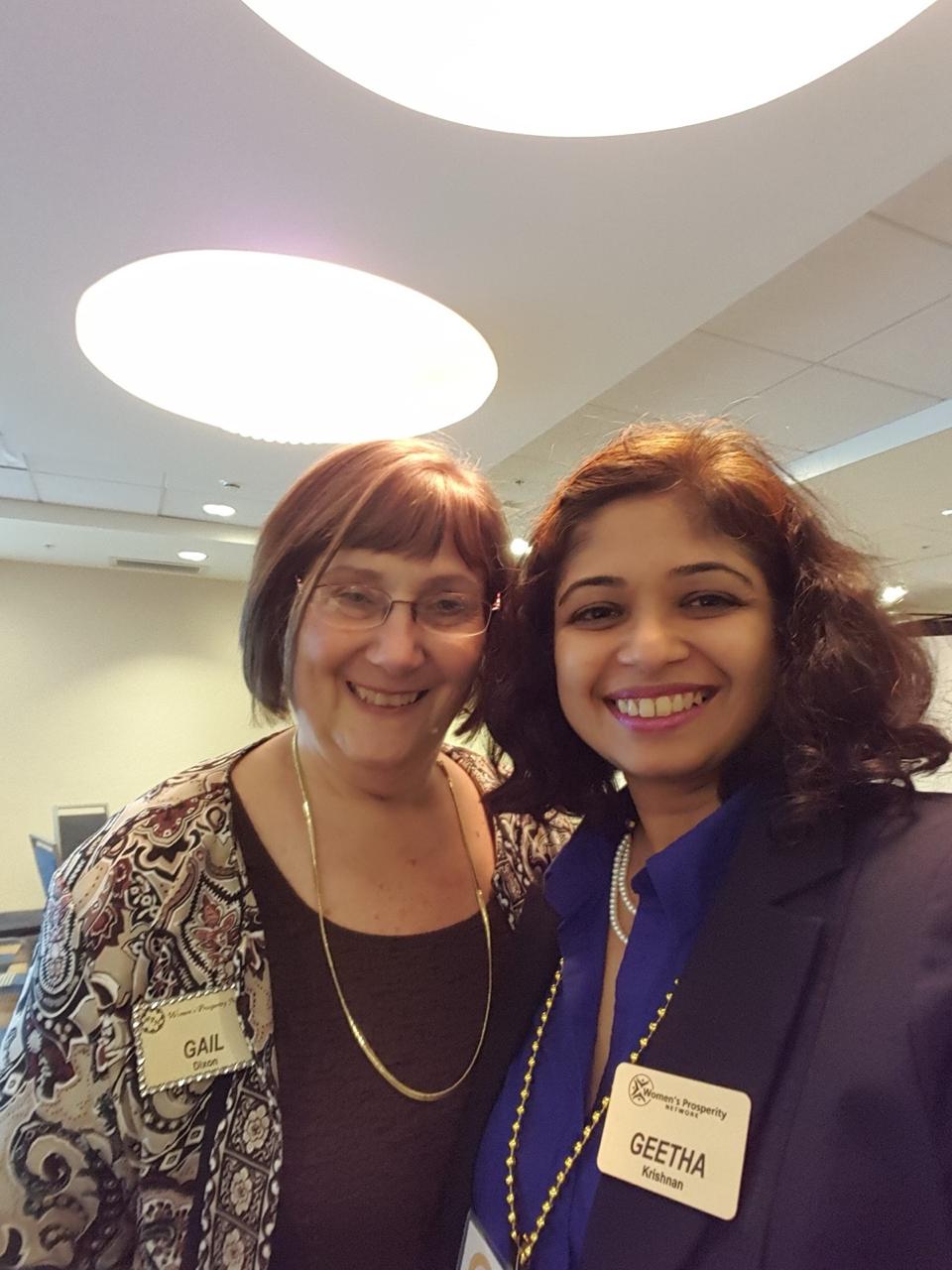 Geetha Krishnan with a fellow participant at a networking event