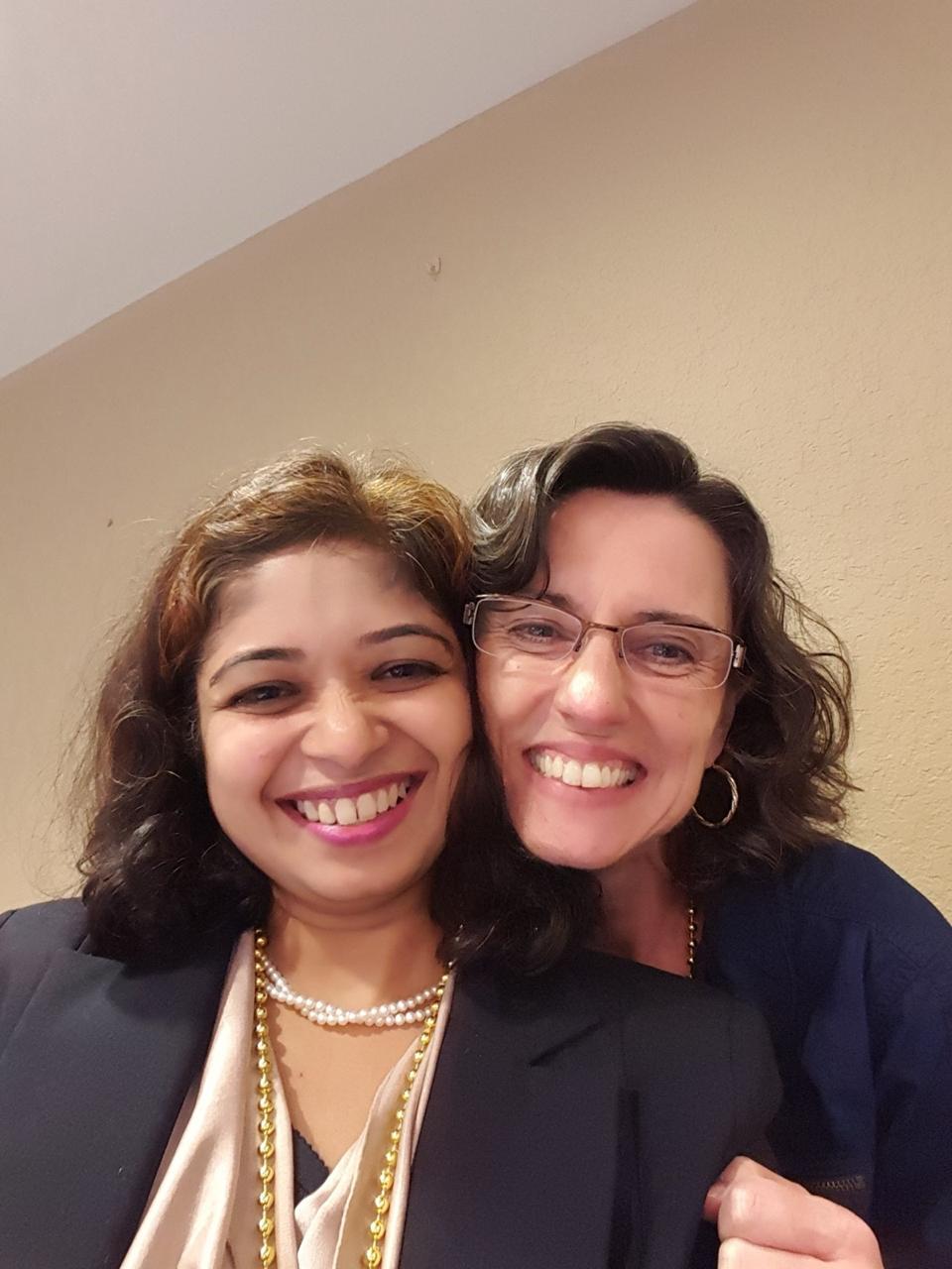 Geetha Krishnan with a fellow participant at an event