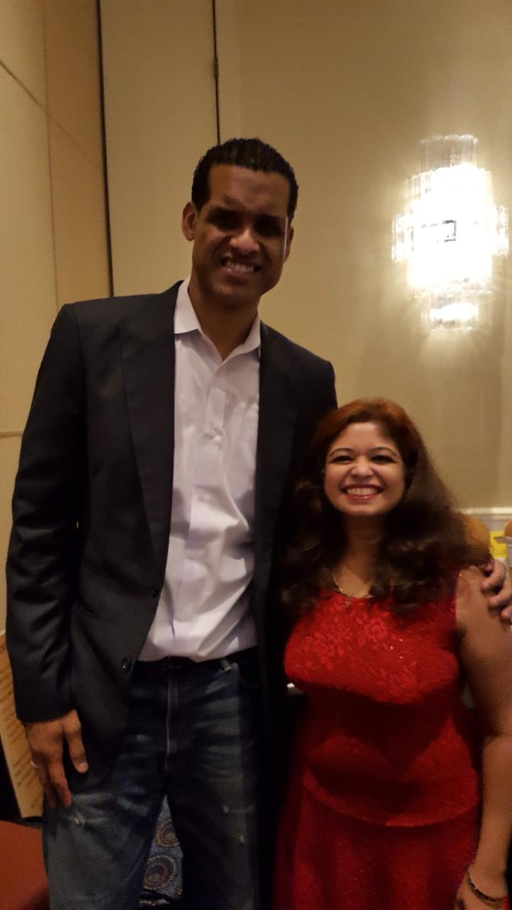 Geetha Krishnan with a fellow professional at an event